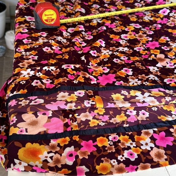 Handmade 1960s floral print, maroon,  pink orange brown, full size maxi dress - Picture 10 of 11